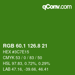 カラーコード: RGB 60.1 126.8 21 | qconv.com