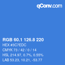 カラーコード: RGB 60.1 126.8 220 | qconv.com