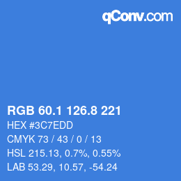 カラーコード: RGB 60.1 126.8 221 | qconv.com
