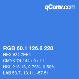カラーコード: RGB 60.1 126.8 228 | qconv.com