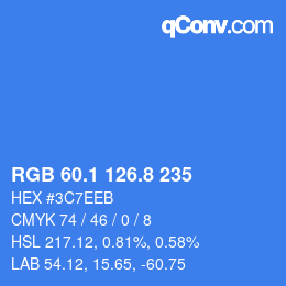 カラーコード: RGB 60.1 126.8 235 | qconv.com