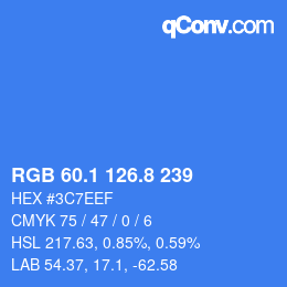カラーコード: RGB 60.1 126.8 239 | qconv.com
