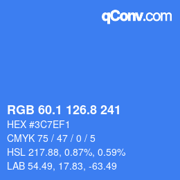 Color code: RGB 60.1 126.8 241 | qconv.com