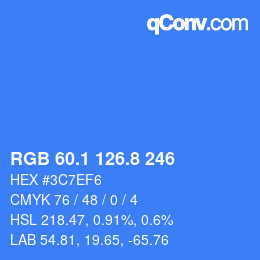 Color code: RGB 60.1 126.8 246 | qconv.com