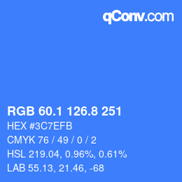 Color code: RGB 60.1 126.8 251 | qconv.com