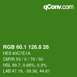 カラーコード: RGB 60.1 126.8 26 | qconv.com
