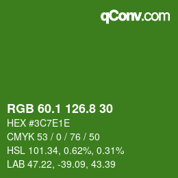 カラーコード: RGB 60.1 126.8 30 | qconv.com