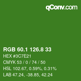 カラーコード: RGB 60.1 126.8 33 | qconv.com