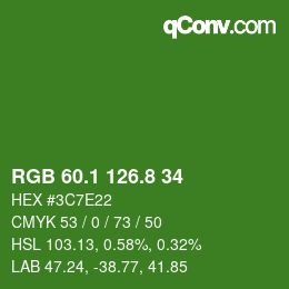 カラーコード: RGB 60.1 126.8 34 | qconv.com