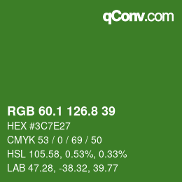 カラーコード: RGB 60.1 126.8 39 | qconv.com