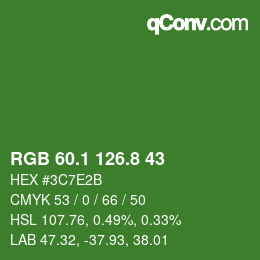 カラーコード: RGB 60.1 126.8 43 | qconv.com