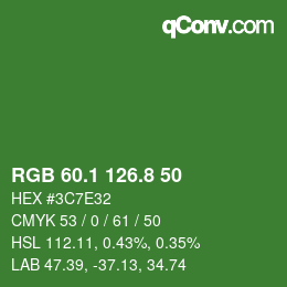 カラーコード: RGB 60.1 126.8 50 | qconv.com