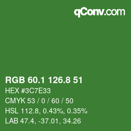 カラーコード: RGB 60.1 126.8 51 | qconv.com