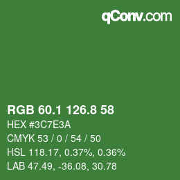 カラーコード: RGB 60.1 126.8 58 | qconv.com
