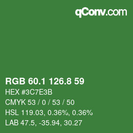 カラーコード: RGB 60.1 126.8 59 | qconv.com