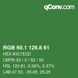 カラーコード: RGB 60.1 126.8 61 | qconv.com