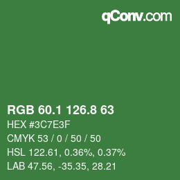カラーコード: RGB 60.1 126.8 63 | qconv.com