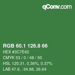 カラーコード: RGB 60.1 126.8 66 | qconv.com