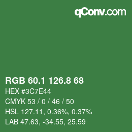 カラーコード: RGB 60.1 126.8 68 | qconv.com