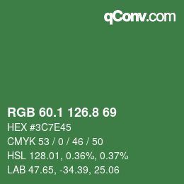 カラーコード: RGB 60.1 126.8 69 | qconv.com