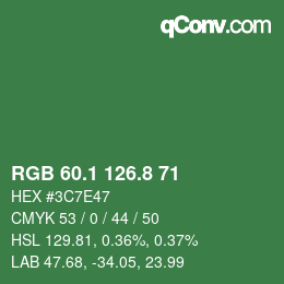 カラーコード: RGB 60.1 126.8 71 | qconv.com