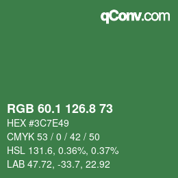 カラーコード: RGB 60.1 126.8 73 | qconv.com