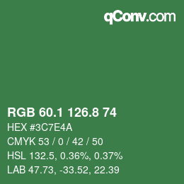 カラーコード: RGB 60.1 126.8 74 | qconv.com