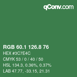 カラーコード: RGB 60.1 126.8 76 | qconv.com