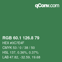 カラーコード: RGB 60.1 126.8 79 | qconv.com