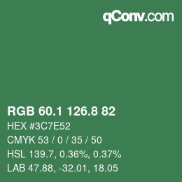 Color code: RGB 60.1 126.8 82 | qconv.com
