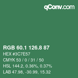 Farbcode: RGB 60.1 126.8 87 | qconv.com