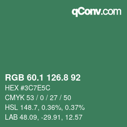 Color code: RGB 60.1 126.8 92 | qconv.com
