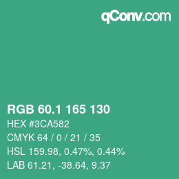 カラーコード: RGB 60.1 165 130 | qconv.com