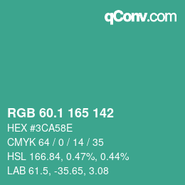 カラーコード: RGB 60.1 165 142 | qconv.com