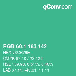 カラーコード: RGB 60.1 183 142 | qconv.com