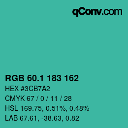 カラーコード: RGB 60.1 183 162 | qconv.com