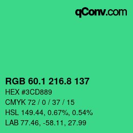 カラーコード: RGB 60.1 216.8 137 | qconv.com