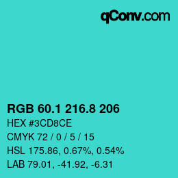 カラーコード: RGB 60.1 216.8 206 | qconv.com