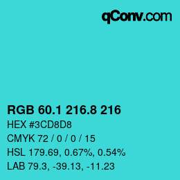 カラーコード: RGB 60.1 216.8 216 | qconv.com