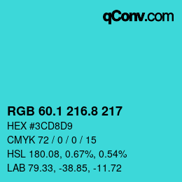Color code: RGB 60.1 216.8 217 | qconv.com