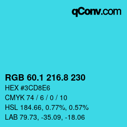 カラーコード: RGB 60.1 216.8 230 | qconv.com