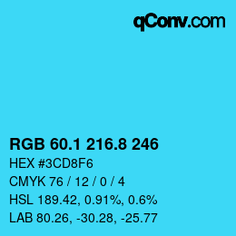 カラーコード: RGB 60.1 216.8 246 | qconv.com