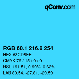 カラーコード: RGB 60.1 216.8 254 | qconv.com