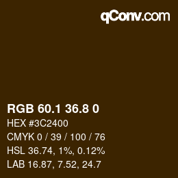 Color code: RGB 60.1 36.8 0 | qconv.com
