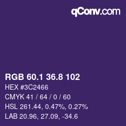 カラーコード: RGB 60.1 36.8 102 | qconv.com