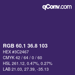 カラーコード: RGB 60.1 36.8 103 | qconv.com