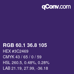カラーコード: RGB 60.1 36.8 105 | qconv.com