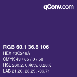 カラーコード: RGB 60.1 36.8 106 | qconv.com