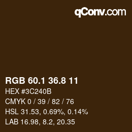 カラーコード: RGB 60.1 36.8 11 | qconv.com