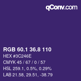 カラーコード: RGB 60.1 36.8 110 | qconv.com
